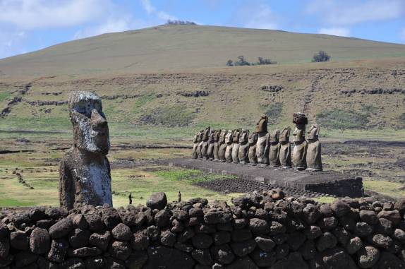 Os magníficos Moais de Tongariki, em Rapa Nui (ou Ilha de Páscoa), território chileno no meio do Oceano Pacífico